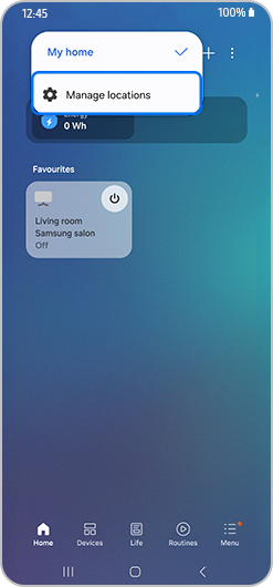 Manage locations selected