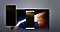 Smartphone's Home screen is shown on tablet through the Smart View function. Smartphone's screen is dimmed when Smart View function is running.
