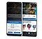Two Galaxy smartphones running the Samsung Global Goals app. One shows that when users donate a certain amount of money, Samsung will donate a similar amount. The other displays the user's current balance, donation history and a Donation leaderboard.