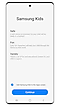 The Samsung Kids welcome screen with a message and a Next button to proceed to the next step.