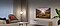A view of a living room with TV, sofa and more. It seems close to nighttime, the curtains are closed and the light is on.