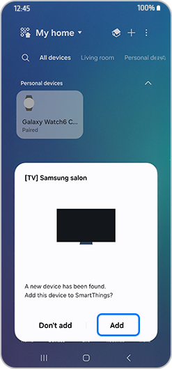 Add option highlighted on the SmartThings homescreen.