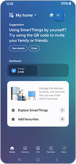 Add option highglighted on the SmartThings app screen.