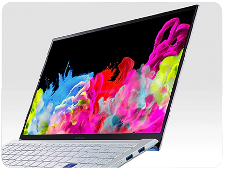Galaxy Book Ion screen shown displaying high quality colour volume