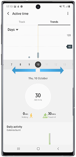 Drag the slider left or right to select a different day