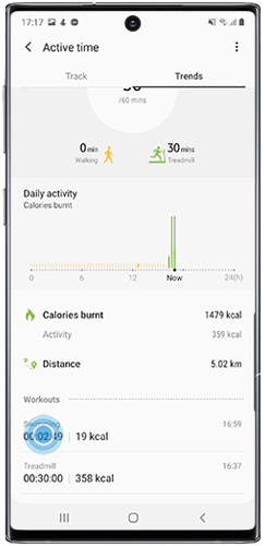 Tap to review previous workout