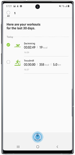 Tap to confirm deletion of previous workout