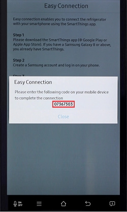 Enter the connection code on your mobile device