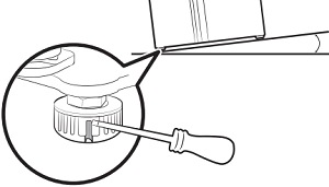 Insert a flat head screwdriver into the leveller