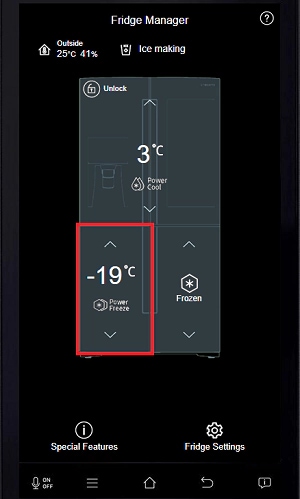 Tap the freezer section