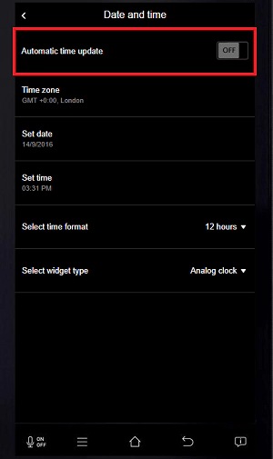 Tap Automatic time update to automatically update the time through the internet