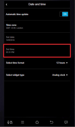 Tap set time to change the time manually