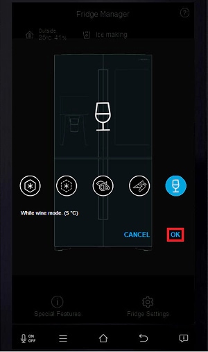 Tap OK to confirm your selection
