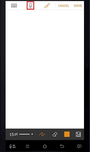 Tap the microphone icon to record a voice memo