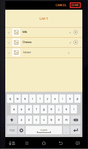 Once finished, tap done to save your list