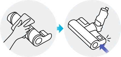 cleaning the soft action brush
