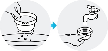 wash and dry the washable micro filter