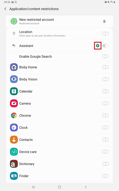 Tap the settings icon to see more options for the app