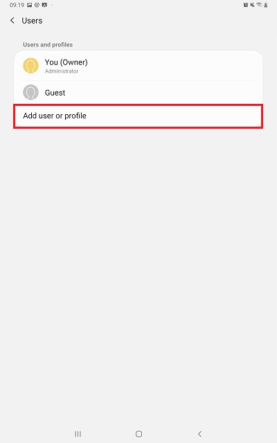 Tap Add user of profile