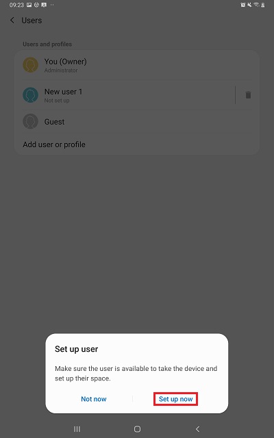 Tap Set up now