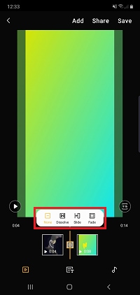 Tap the type of transition you want to use