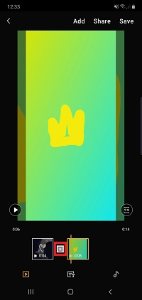 Tap the transition box again to change the type of transition