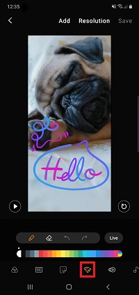 Tap the paint icon to draw on your video