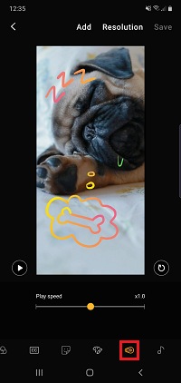 Tap the speed icon to change the video speed