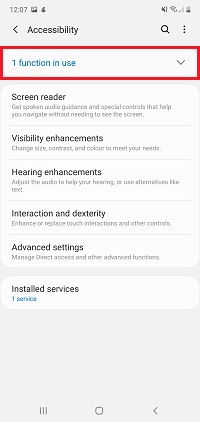 Tap 1 function in use