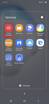 Tap on the Voice Recorder app
