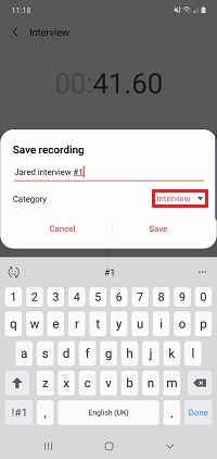 Choose a category for your recording