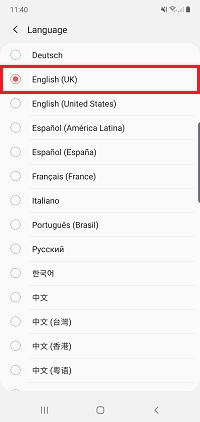 Tap the language you want to use