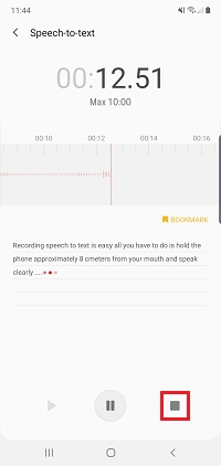 Once finished, tap the stop button to save your recording