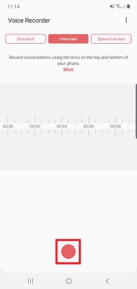 Tap the record button to begin recording