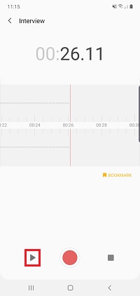 Tap the play button to listen to the recording from the beginning