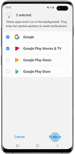 Select the apps and tap remove
