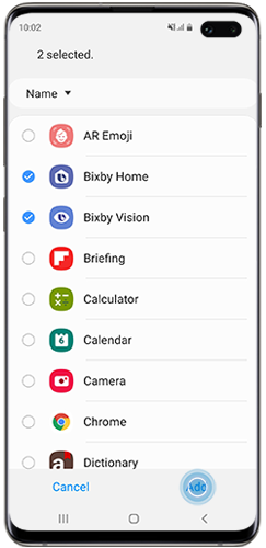 Tap Add and select the apps to include in the list