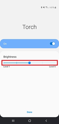Drag the slider left or right to adjust the brightness