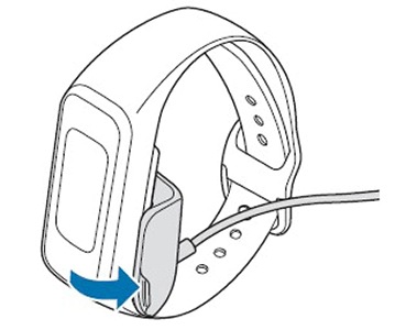 Pull charger Galaxy Fit e handle to disconnect charger