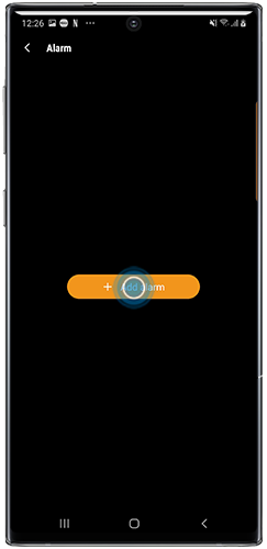 Tap Add Alarm in the Galaxy Wearables app on a Galaxy smartphone