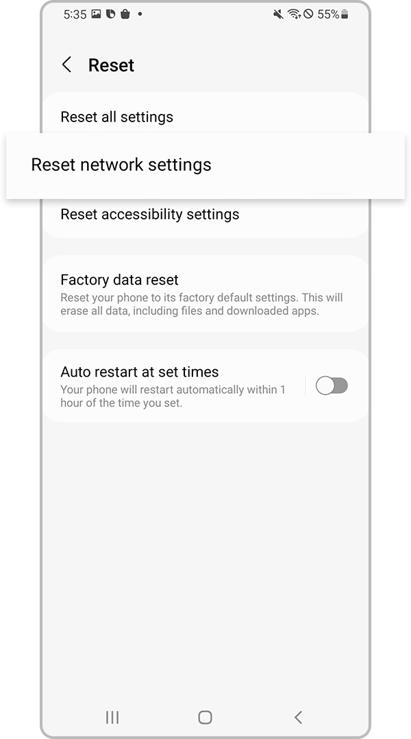 Select Reset network settings