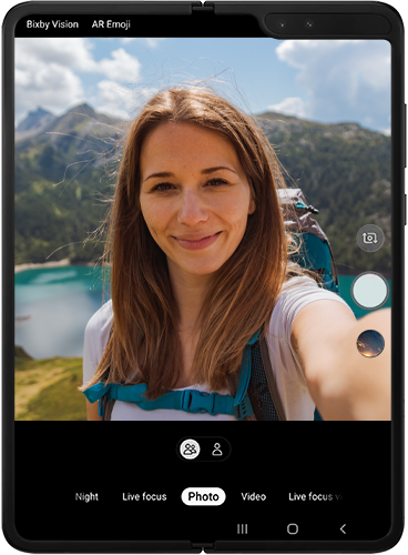 Unfold your device to continue taking photos using the inner screen
