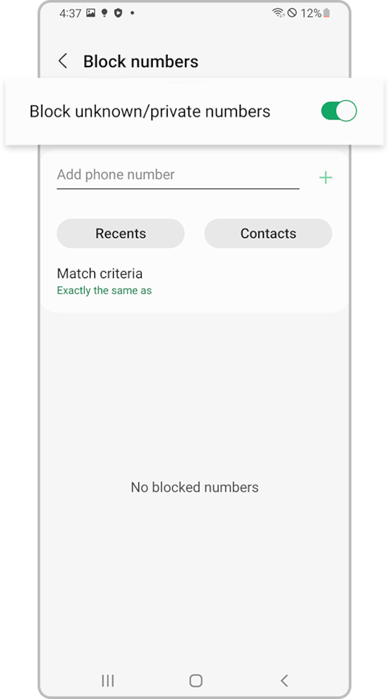 checking device blocking unknown numbers 4