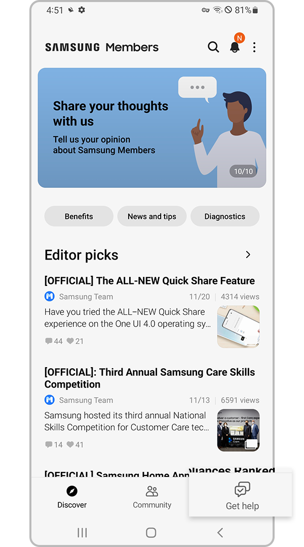 Get help from Samsung Members