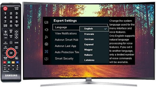 How do I change the menu language on my Samsung TV?