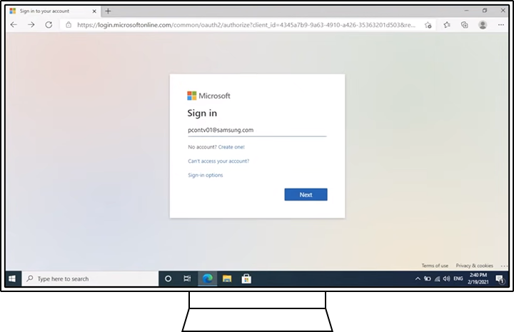 Enter your ID and password for the Microsoft Office account.