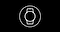 White line icon symbol of Samsung Galaxy Active watch fitness smartwatch within white line circle in front of a black background