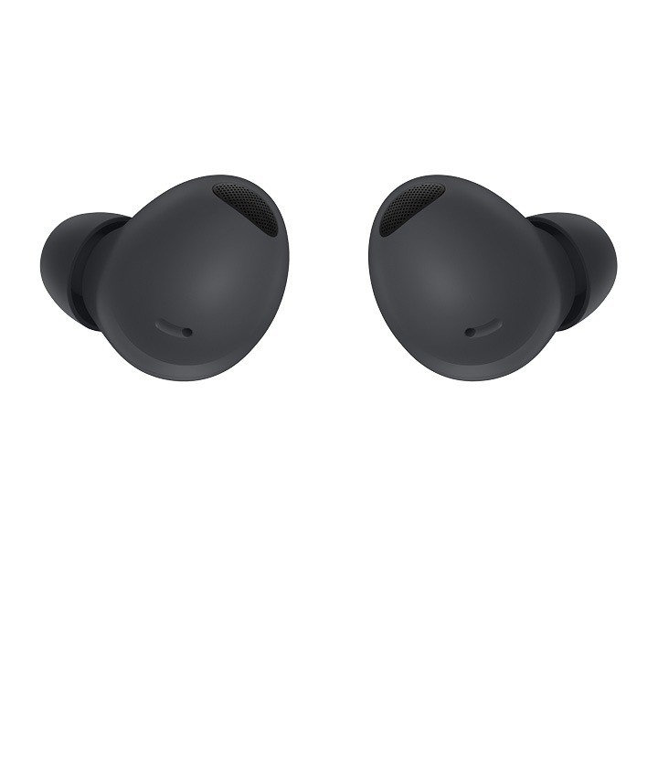 Two Mystic bronze Galaxy Buds Live earbuds, showing the back side, are placed next to each other.