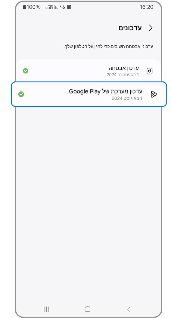 ביצוע עדכון מערכת של Google Play