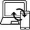 An icon of a mobile device that transfers files to a computer